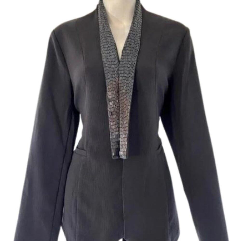 Sophie Rue Gray Graphite Beaded Lapel Blazer NWT Size Medium - Picture 2 of 3